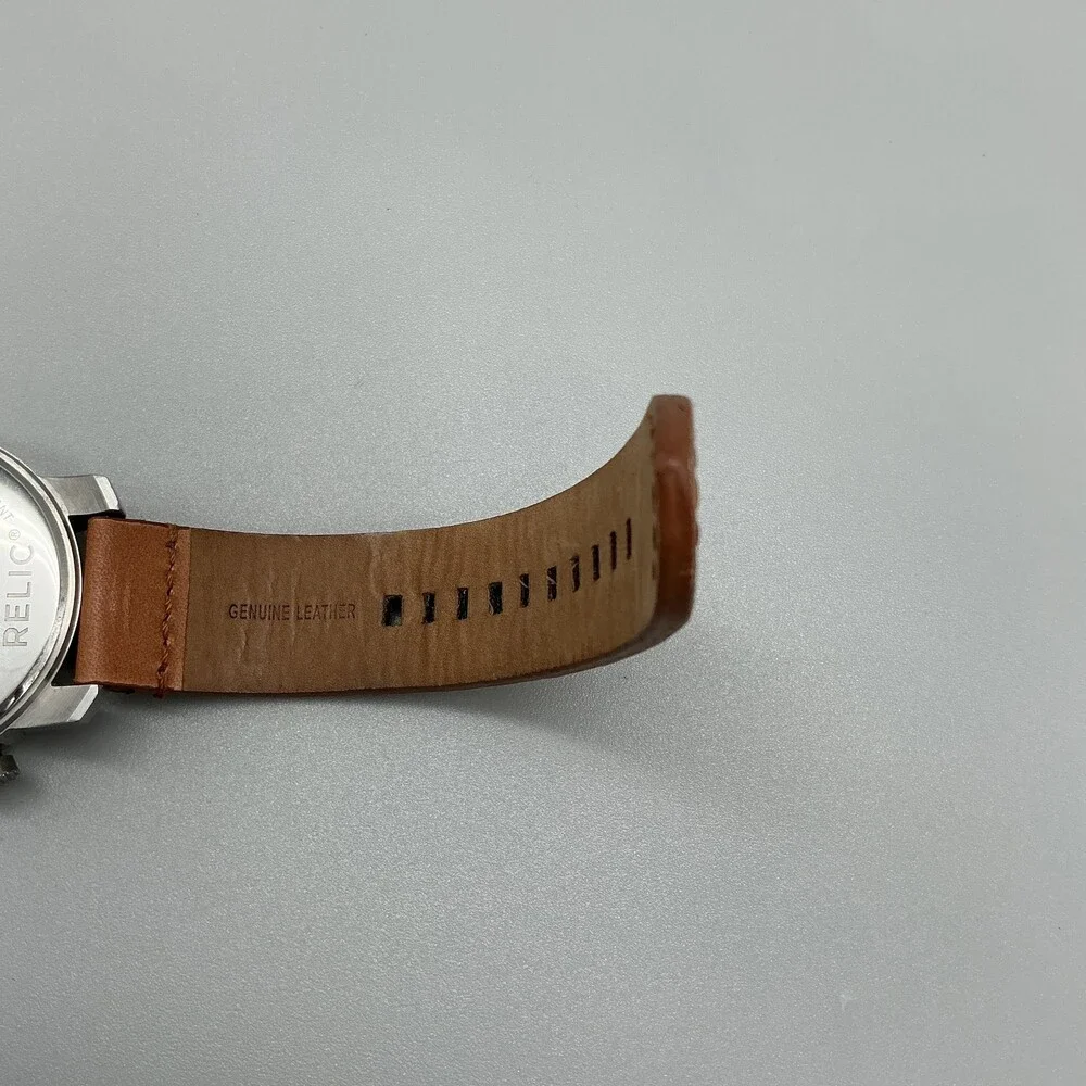 Relic by Fossil Benjamin Men Watch 44mm Blue Dial Leather Multi Dial New Battery